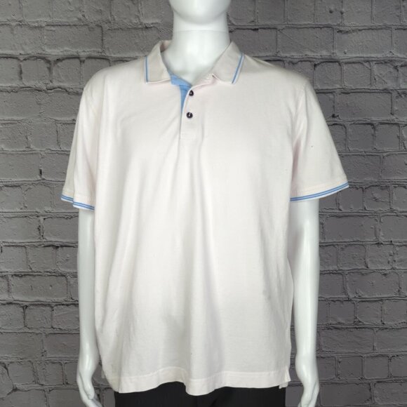 Robert Graham White/Blue Trim Polo, Men's 2XL - Picture 2 of 12